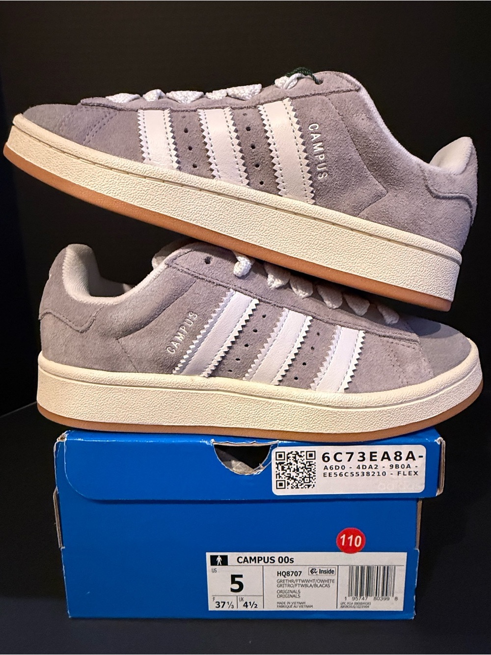 Adidas Campus Suede Sneakers - Grey/White 5Y/6W
